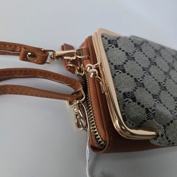 Park Ave Collection Cream & Tan Geometric Crossbody Phone Wallet - Picture 10 of 10
